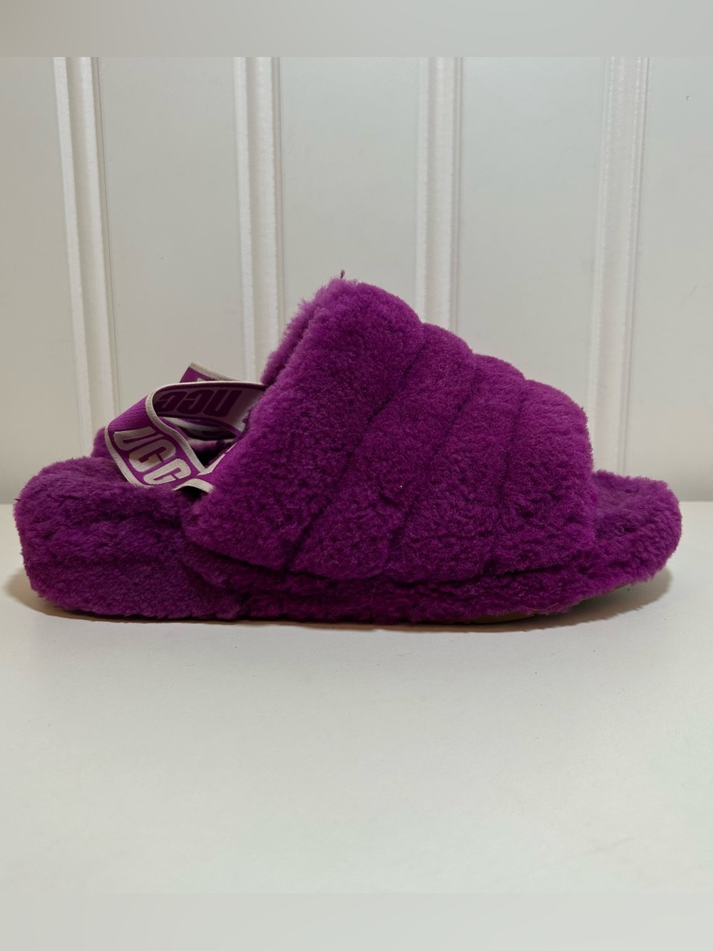 UGG Fluff yeah Slide in Bright Purple - Women's Plush Sheepskin Slipper
